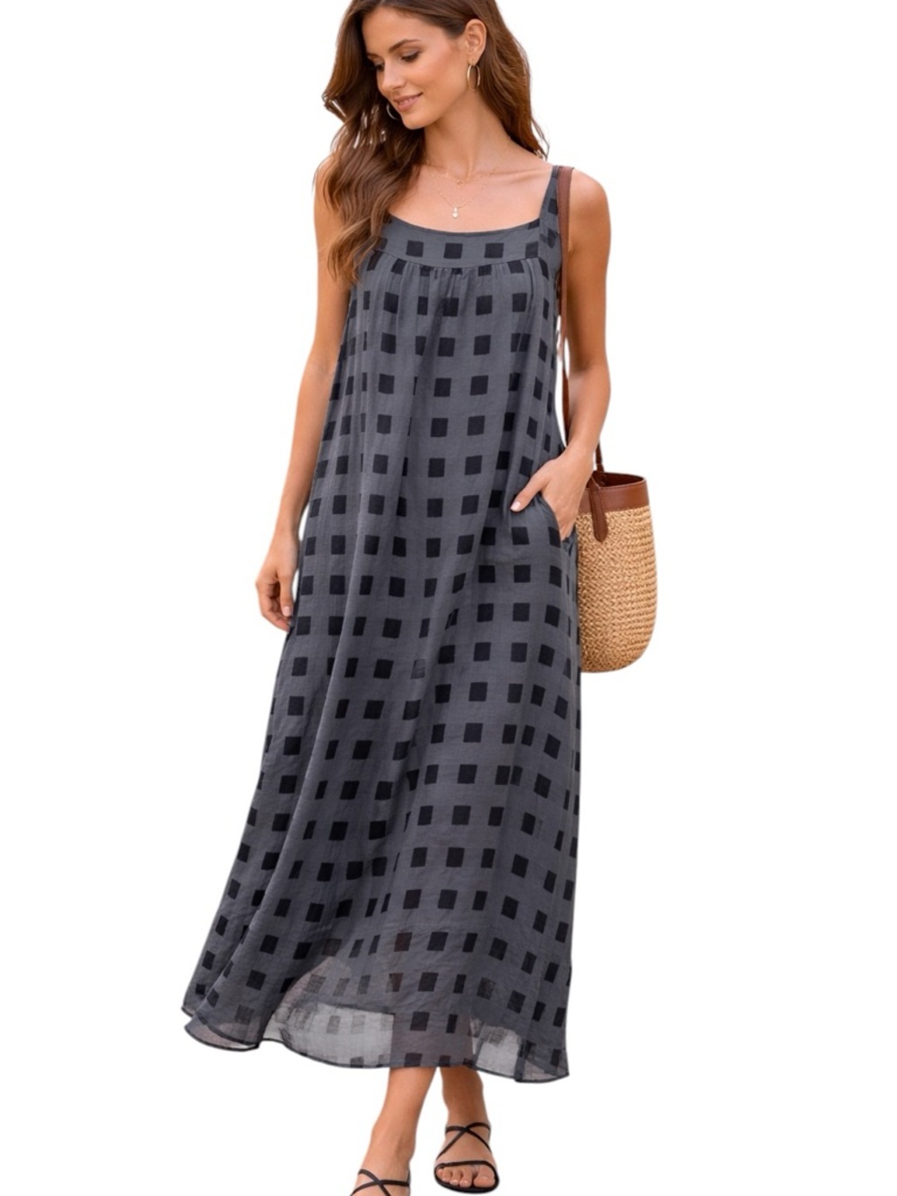 Cut Loose Gray and Black Maxi Tank Dress size Small NWT NEW Lagenlook